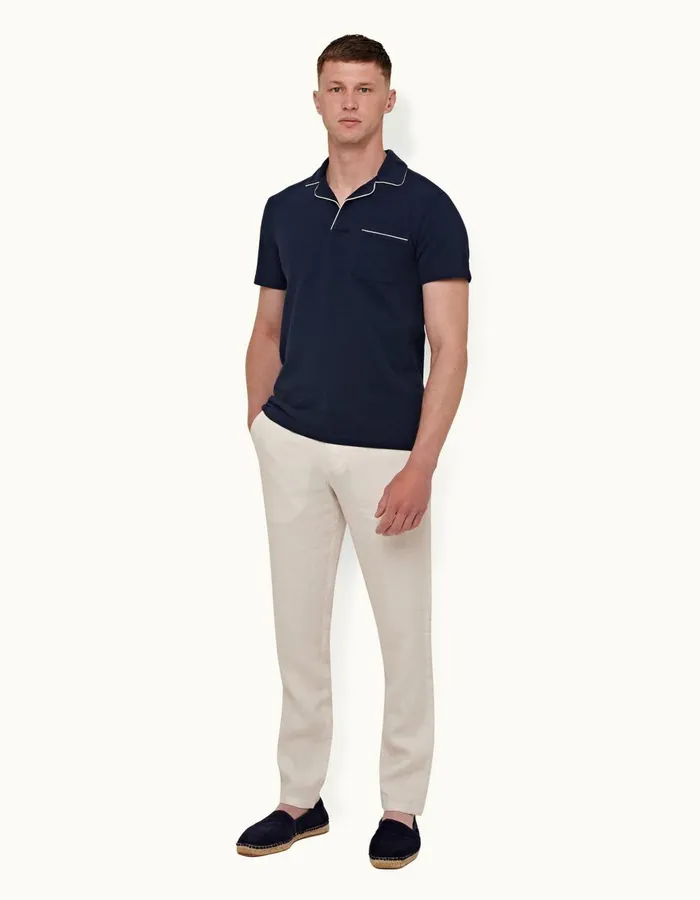 Men Orlebar Brown Trousers Griffon Linen White Sand