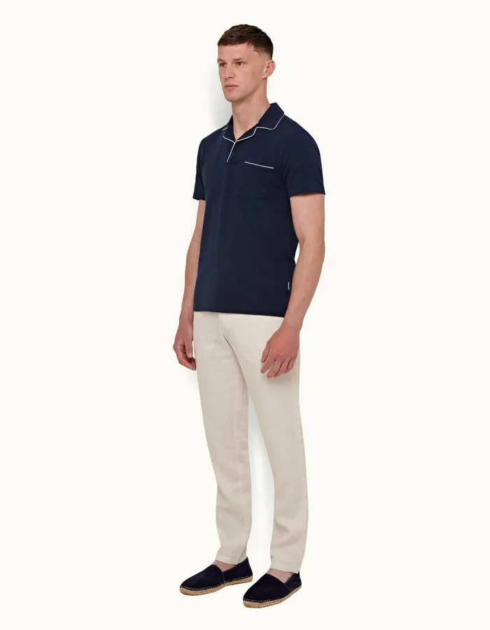 Men Orlebar Brown Trousers Griffon Linen White Sand