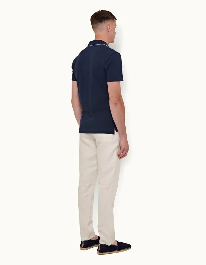 Men Orlebar Brown Trousers Griffon Linen White Sand