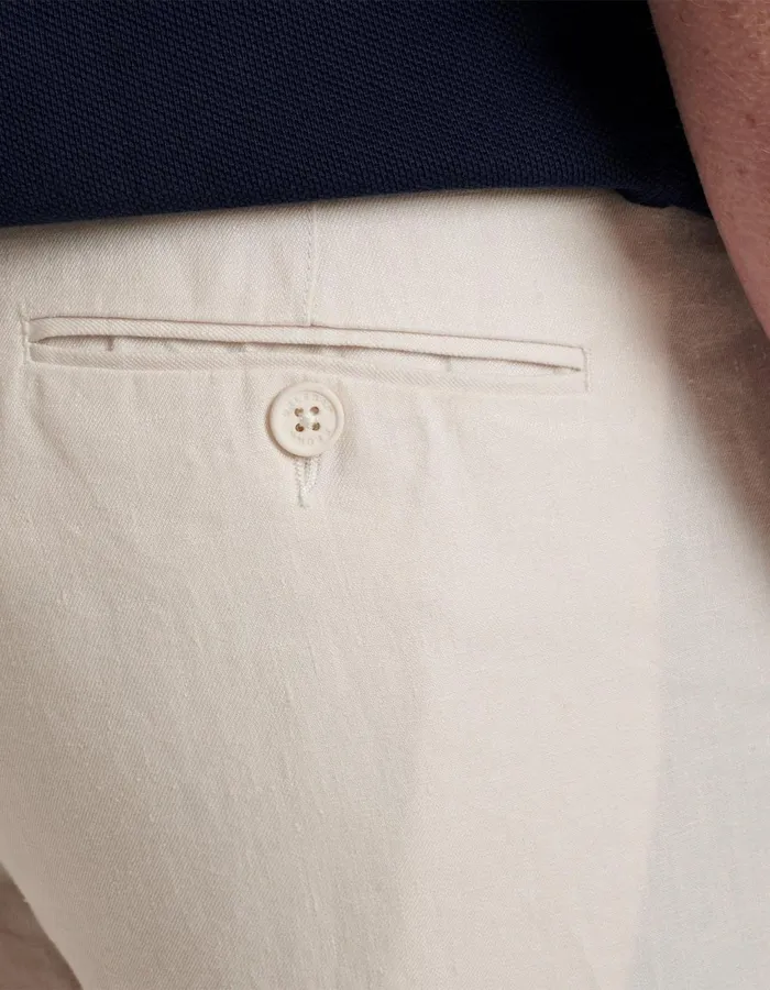 Men Orlebar Brown Trousers Griffon Linen White Sand