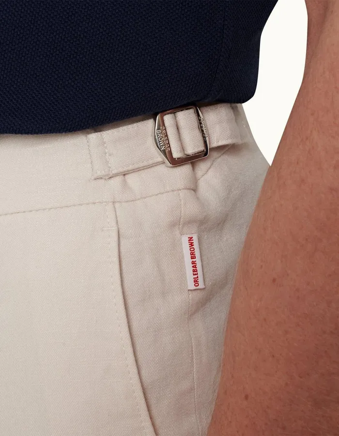 Men Orlebar Brown Trousers Griffon Linen White Sand