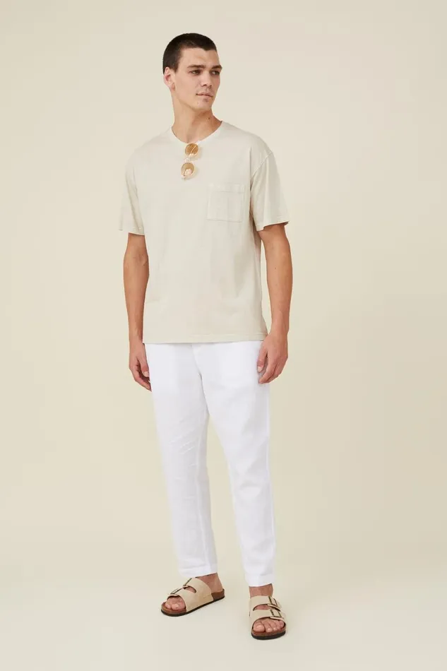 Men Pants Cotton On Linen Pant White