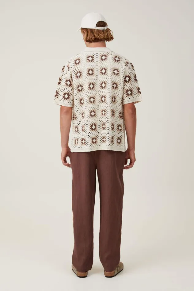 Men Pants Cotton On Linen Pleat Pant Chocolate