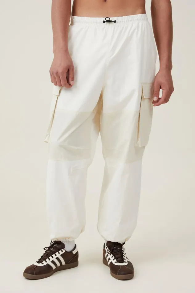 Men Pants Cotton On Parachute Super Baggy Pant Ecru Knee Panel Men Pants Cotton On Parachute Super Baggy Pant Ecru Knee Panel