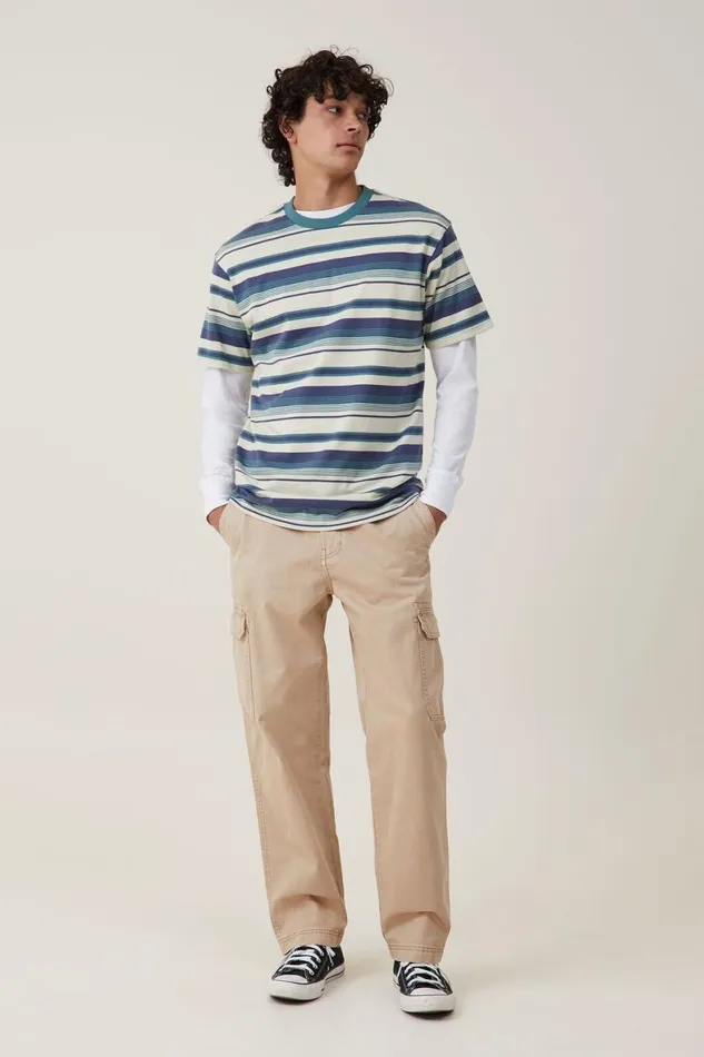 Men Pants Cotton On Tactical Cargo Pant Vintage Gravel Stone Herringbone