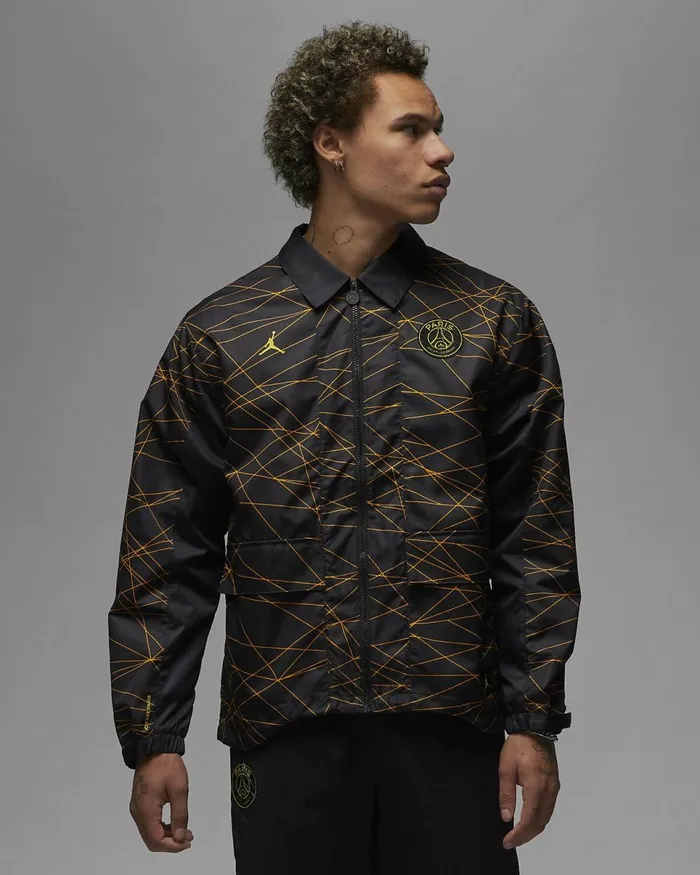 Men Paris SaintGermain Blacktour Yellow Nike Jackets