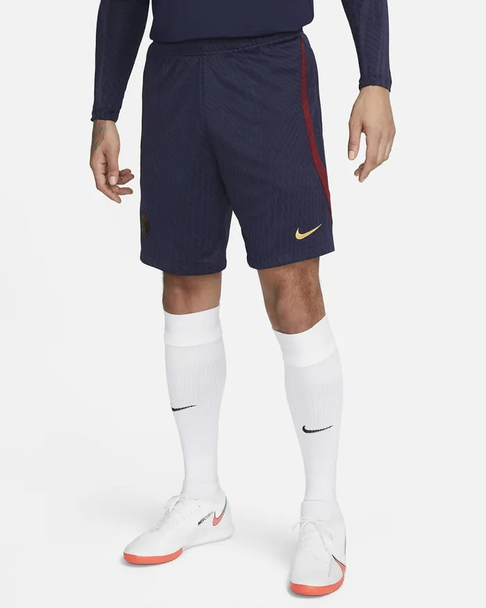 Men Paris SaintGermain Strike Blackened Blueteam Redgold Suede Nike Shorts