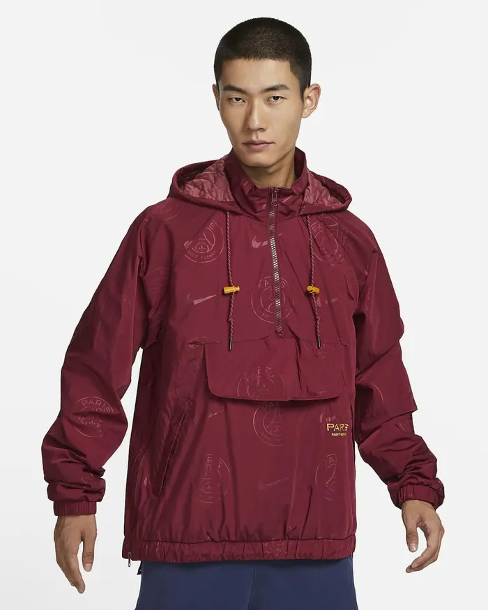 Men Paris SaintGermain Team 31 Courtside Se Team Redgold Suedegold Suede Nike Jackets