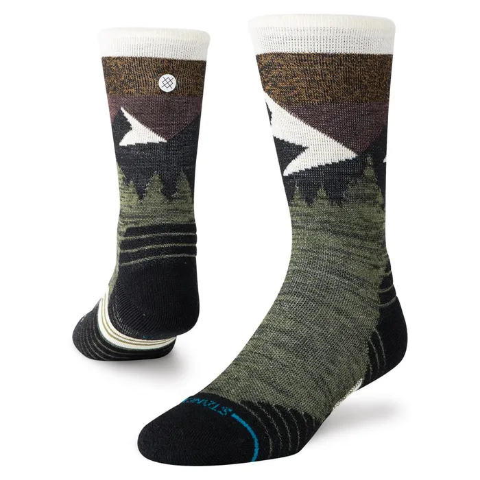 Men Performance Wool Hiking Socks Mid Wool 8211 Olive Stance Crew