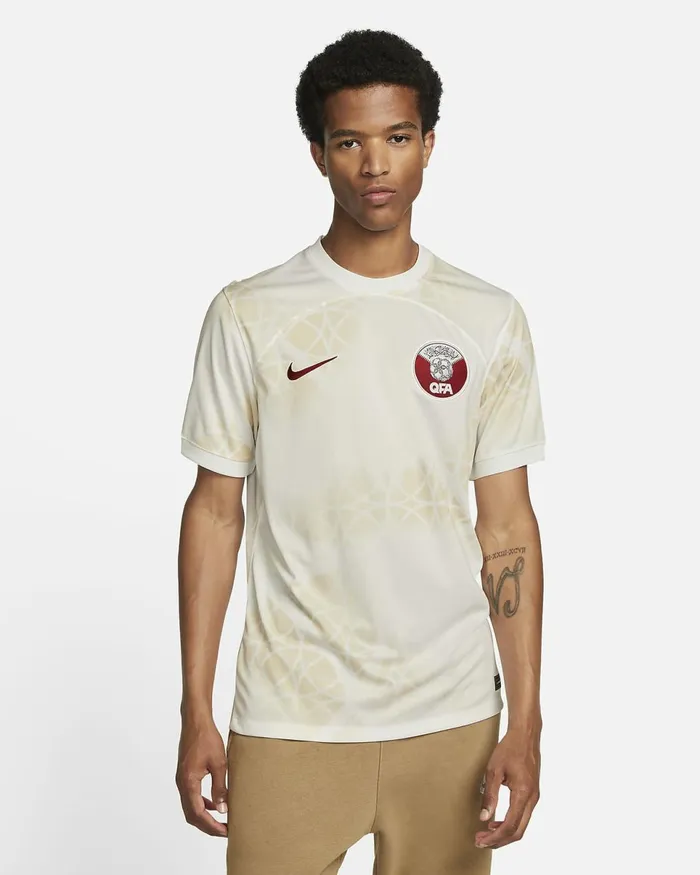 Men Qatar 202223 Stadium Away Whitebeachdesert Maroon Nike Kits And Jerseys