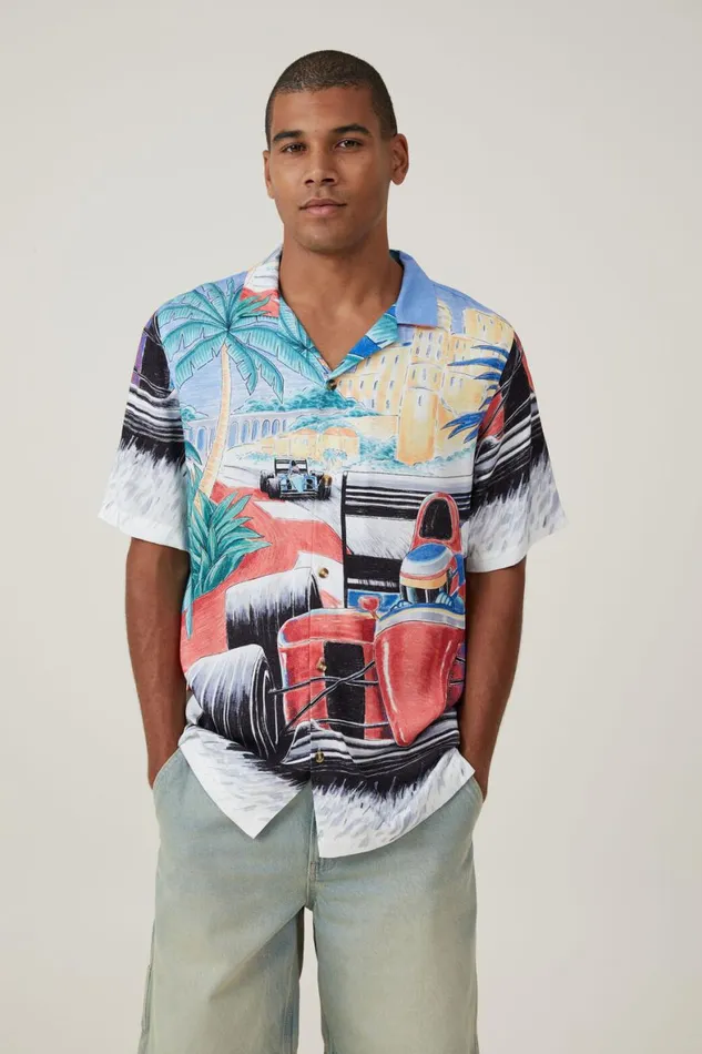 Men Shirts and Polos Cotton On Pit Stop Short Sleeve Shirt Chicane