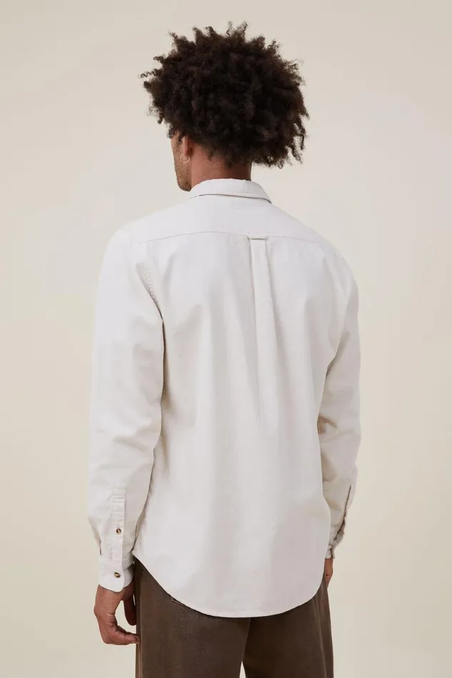 Men Shirts and Polos Cotton On Portland Long Sleeve Shirt Bone Cord