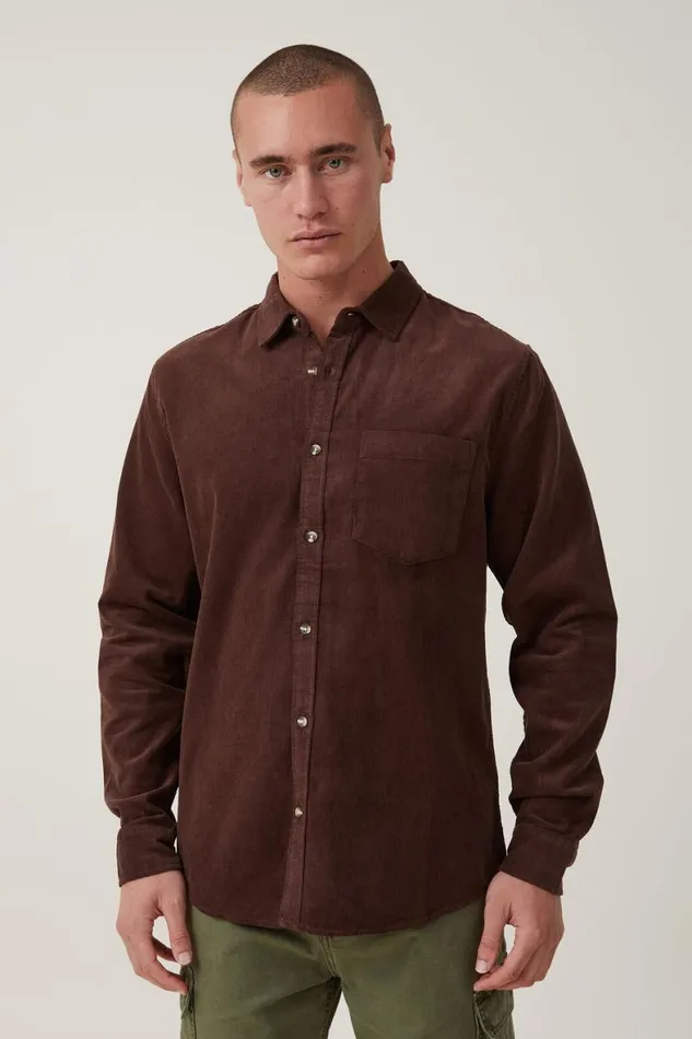 Men Shirts and Polos Cotton On Portland Long Sleeve Shirt Washed Chocolate Cord Men Shirts and Polos Cotton On Portland Long Sleeve Shirt Washed Chocolate Cord