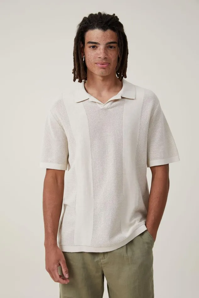 Men Shirts and Polos Cotton On Resort Short Sleeve Polo Natural