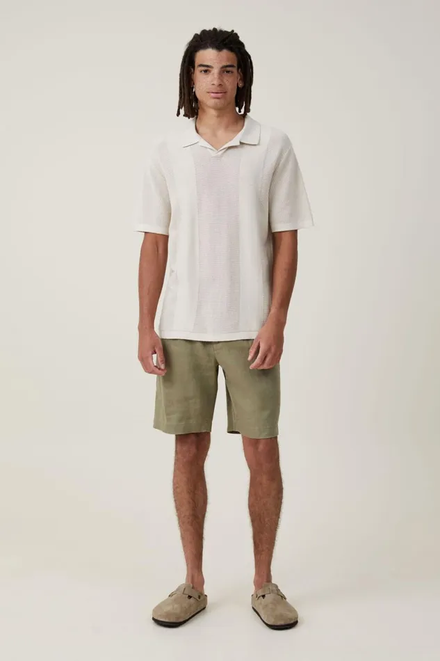 Men Shirts and Polos Cotton On Resort Short Sleeve Polo Natural
