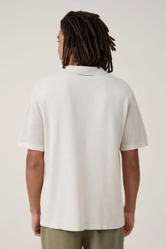 Men Shirts and Polos Cotton On Resort Short Sleeve Polo Natural