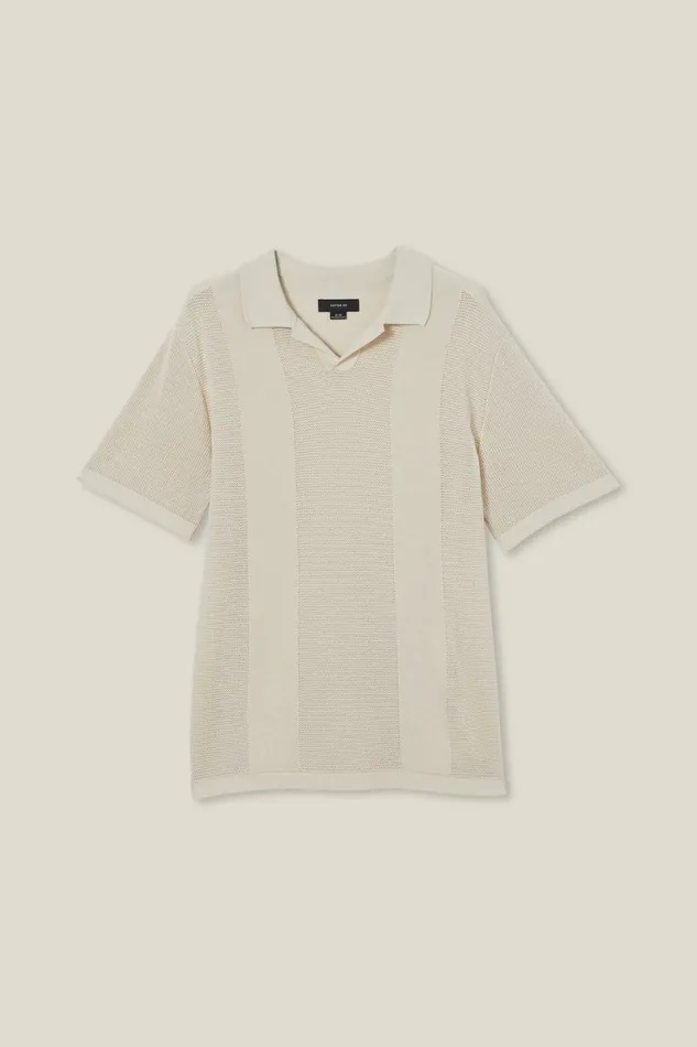Men Shirts and Polos Cotton On Resort Short Sleeve Polo Natural
