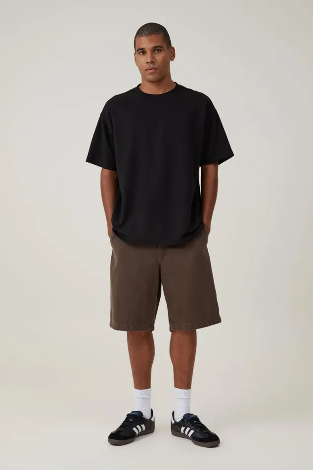 Men Shorts Cotton On Baggy Denim Short Chocolate