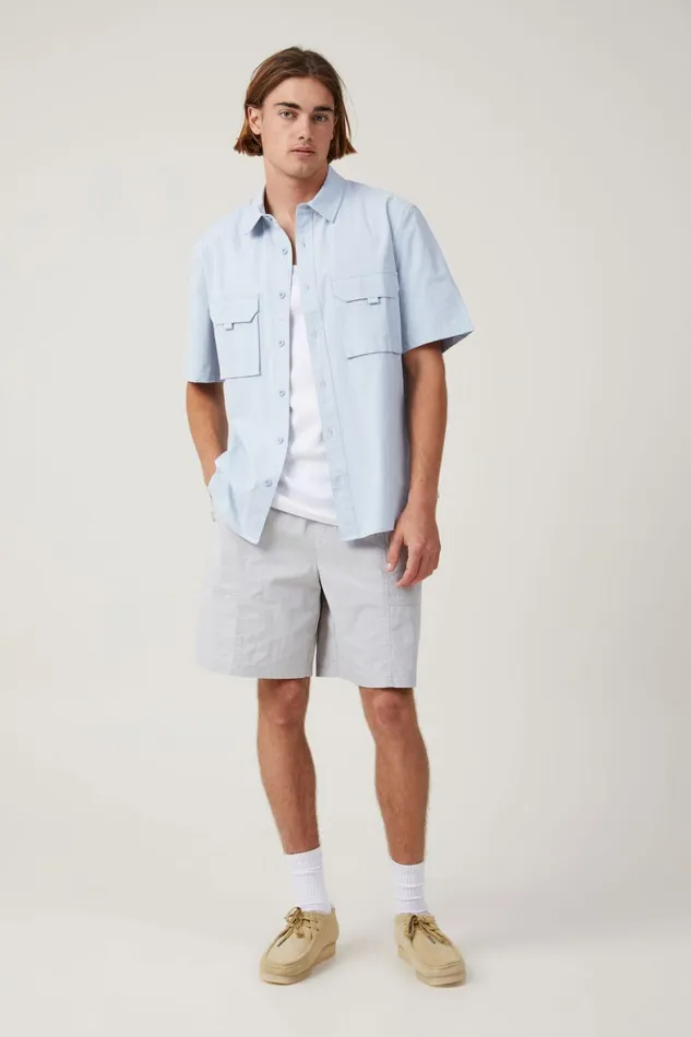 Men Shorts Cotton On Parachute Field Short Steel