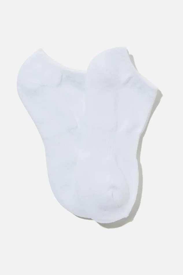 Men Socks and Underwear Cotton On Ankle Socks 2 Pack White