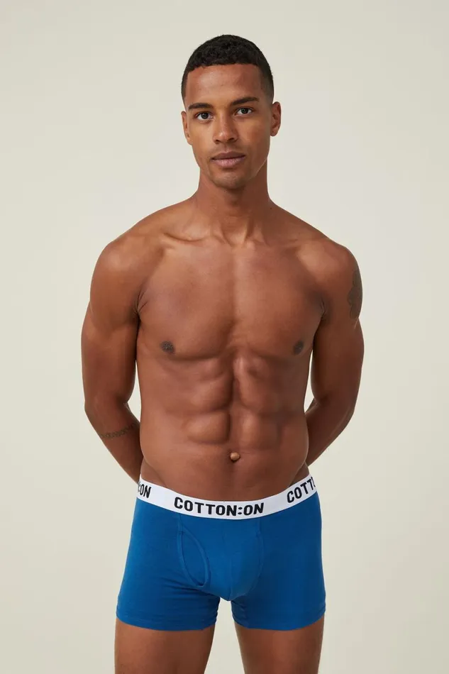 Men Socks and Underwear Cotton On Organic Cotton Trunks Rave Bluewhiteblack