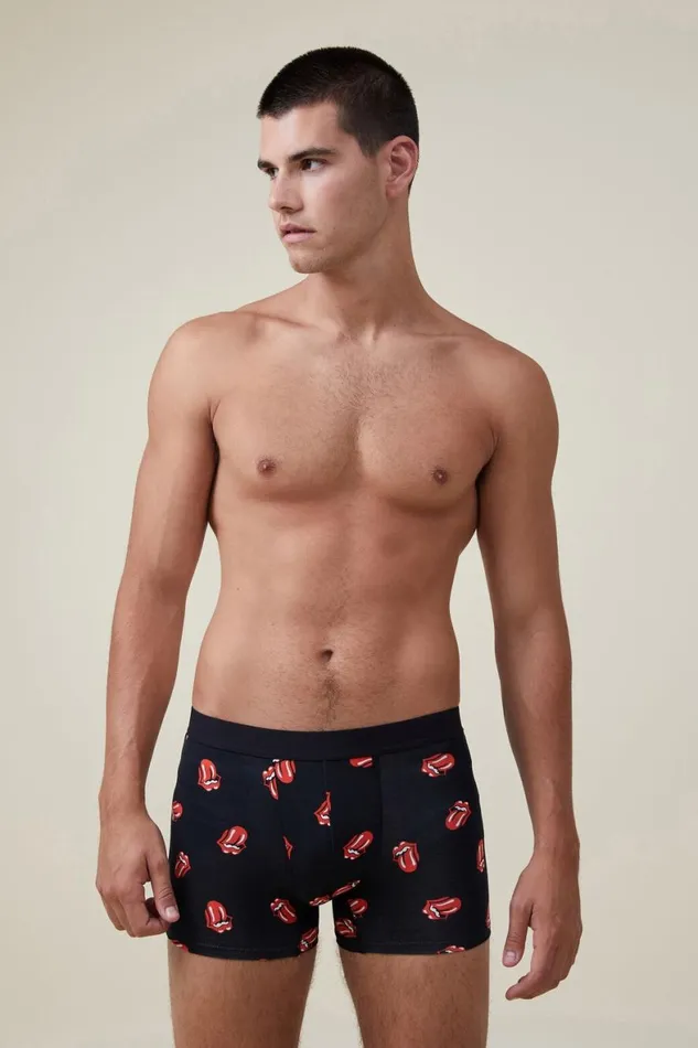 Men Socks and Underwear Cotton On Special Edition Trunks Lcn Bra Blackrolling Stones