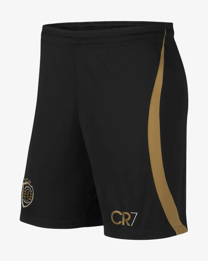 Men Sporting Cp X Cr7 202324 Stadium Blackjersey Goldjersey Goldjersey Gold Nike Shorts