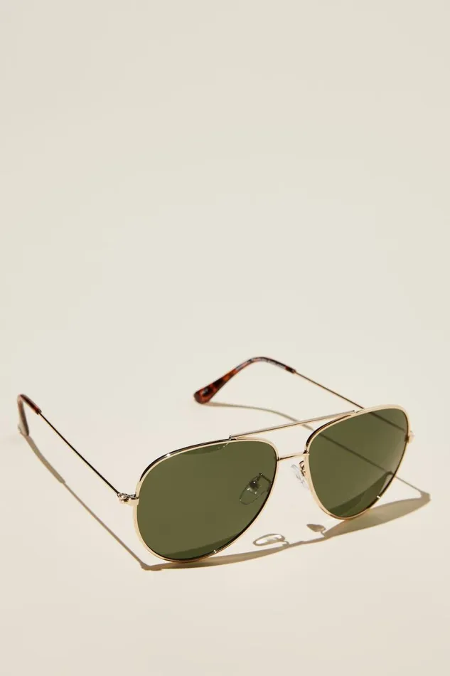 Men Sunglasses Cotton On Marshall Polarized Sunglasses Goldtortgreen Smoke