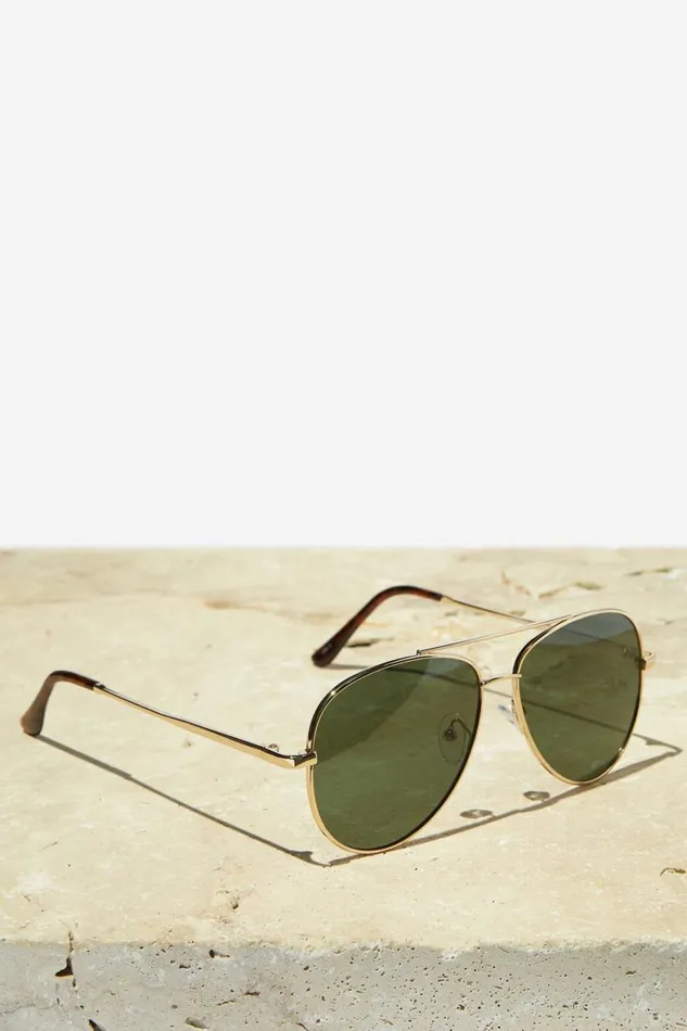 Men Sunglasses Cotton On Marshall Polarized Sunglasses Goldtortgreen Smoke