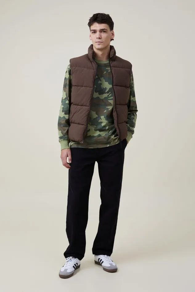 Men Sweaters Cotton On Loose Fit Long Sleeve Tshirt Camo