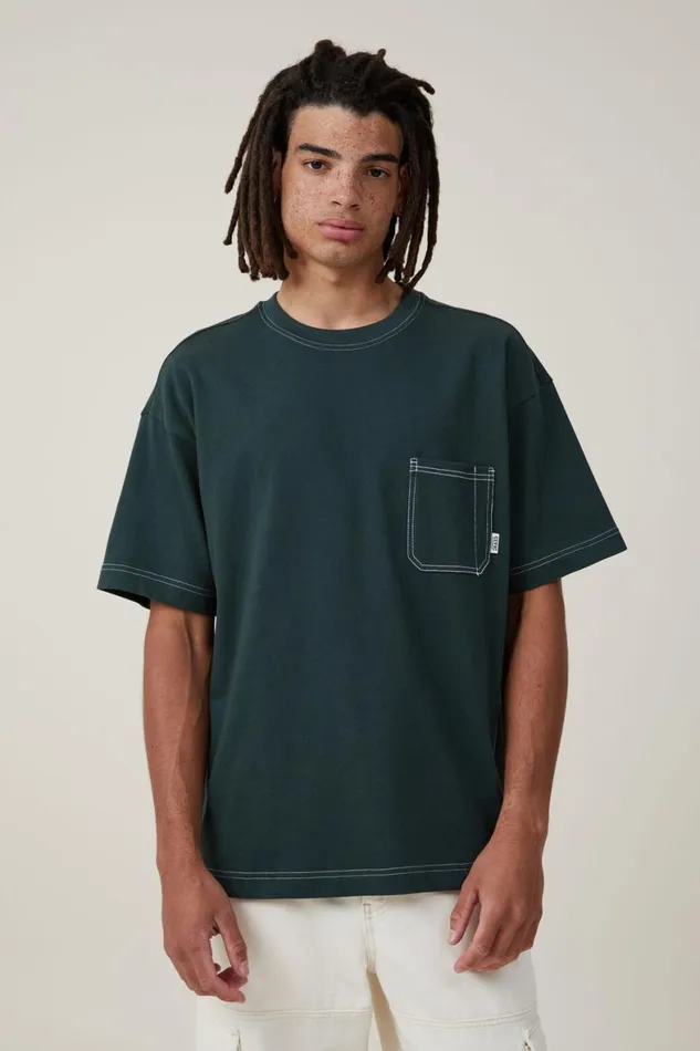 Men Tees and Tanks Cotton On Box Fit Pocket TShirt Pineneedle Green Civic Contrast Men Tees and Tanks Cotton On Box Fit Pocket TShirt Pineneedle Green Civic Contrast