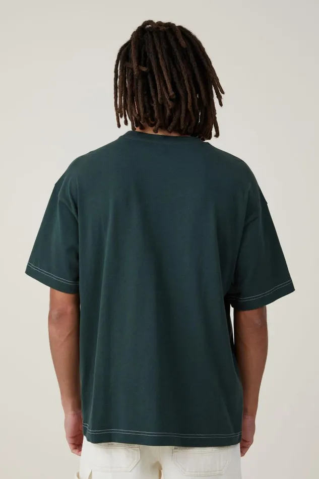 Men Tees and Tanks Cotton On Box Fit Pocket TShirt Pineneedle Green Civic Contrast