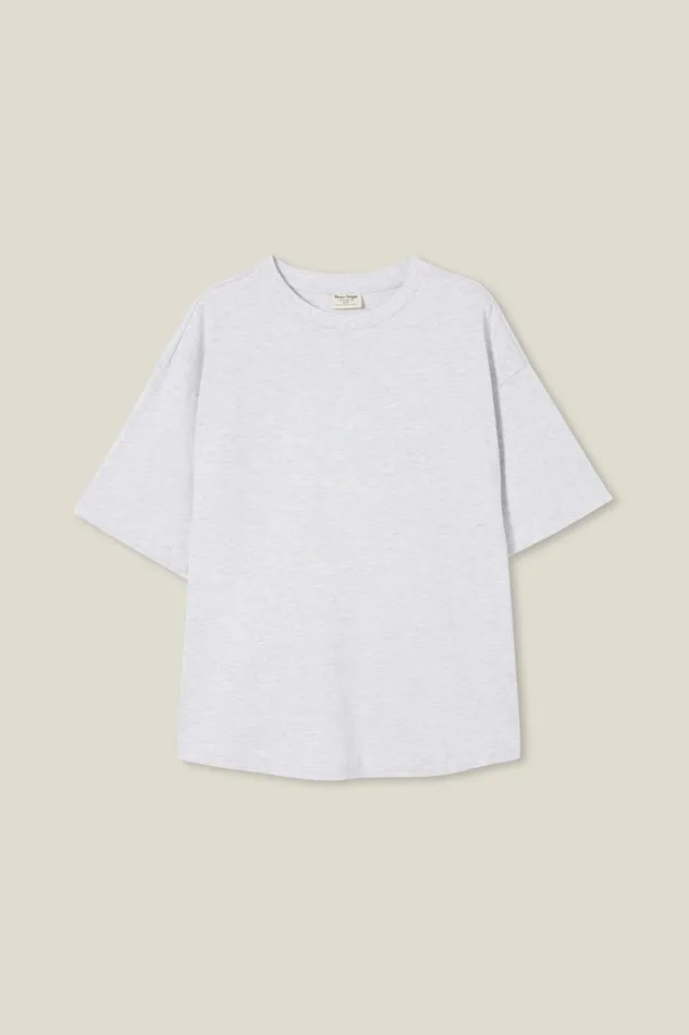 Men Tees and Tanks Cotton On Box Fit Scooped Hem TShirt White Marle