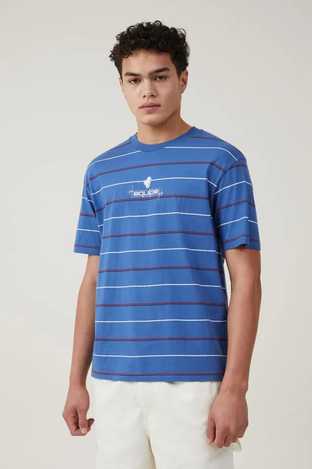 Men Tees and Tanks Cotton On Loose Fit Stripe TShirt Royal Blue Easy Stripe Equipe Men Tees and Tanks Cotton On Loose Fit Stripe TShirt Royal Blue Easy Stripe Equipe