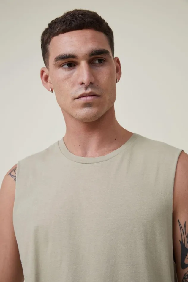 Men Tees and Tanks Cotton On Organic Muscle Gravel Stone