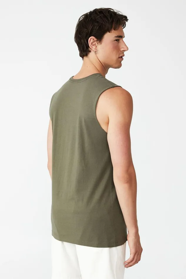 Men Tees and Tanks Cotton On Organic Muscle Military