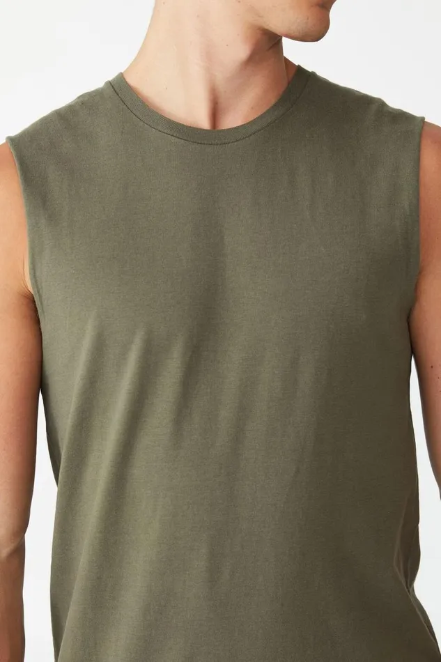 Men Tees and Tanks Cotton On Organic Muscle Military