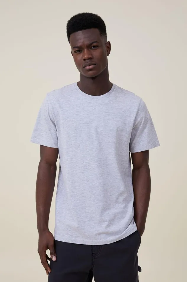 Men Tees and Tanks Cotton On Organic Regular Fit Crew TShirt Light Grey Marle