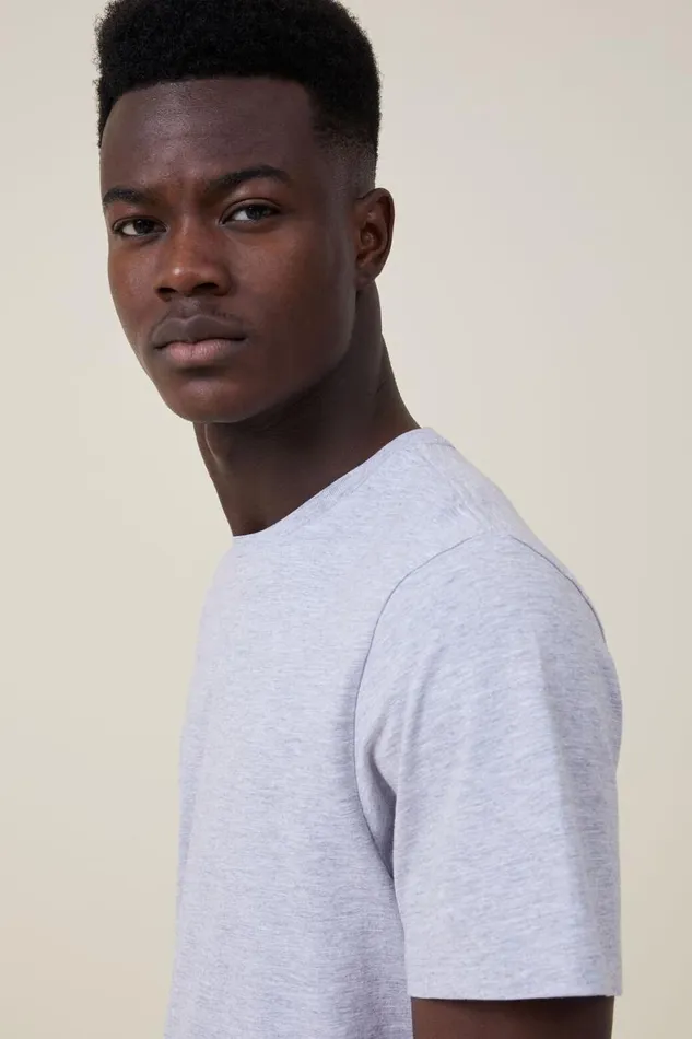 Men Tees and Tanks Cotton On Organic Regular Fit Crew TShirt Light Grey Marle