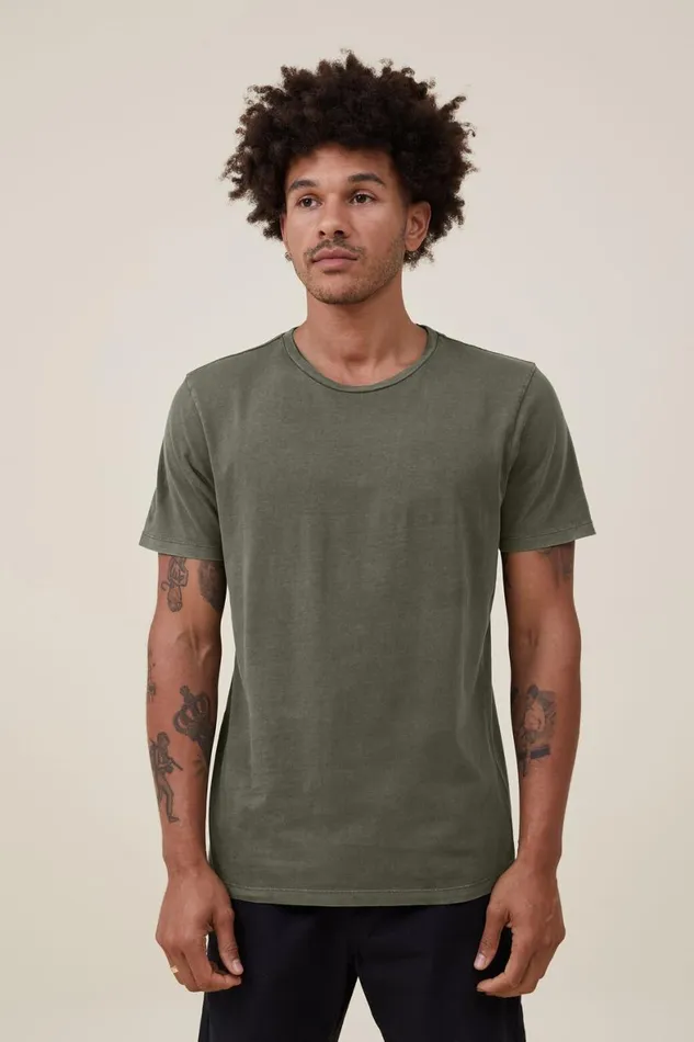 Men Tees and Tanks Cotton On Organic Regular Fit Crew TShirt Military