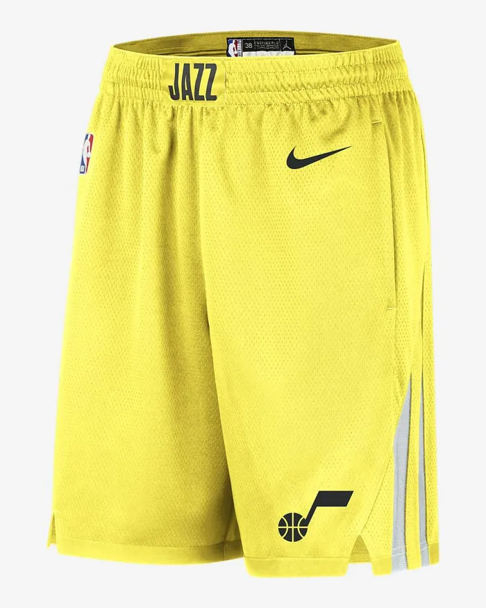 Men Utah Jazz Icon Edition Yellow Strikeblack Nike Shorts