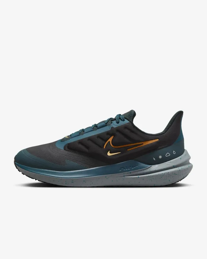 Men Winflo 9 Shield Blackgeode Tealdeep Junglesafety Orange Nike Running