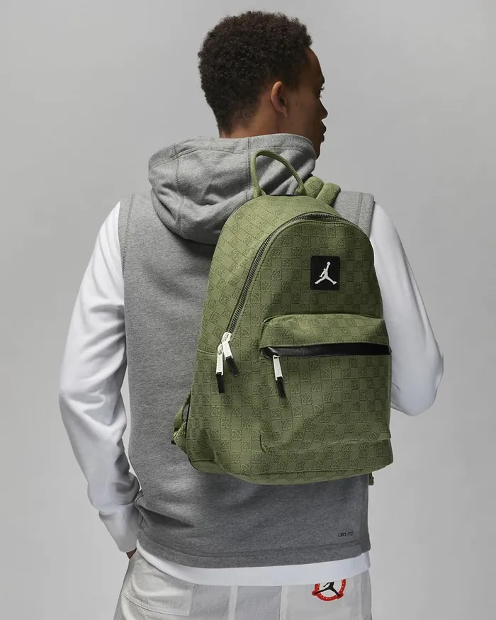 MenWomen Jordan Monogram Backpack Sky J Light Olive Nike Bags And Backpacks