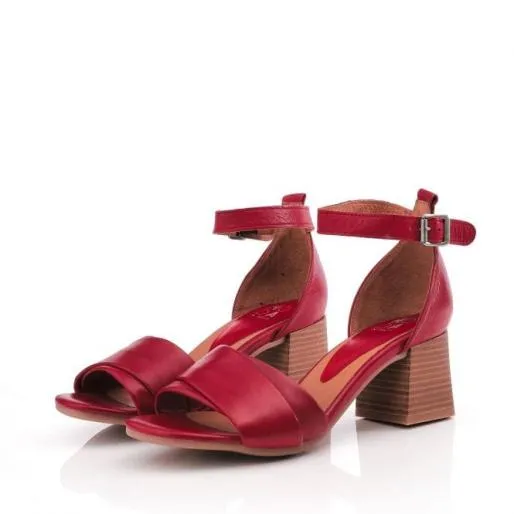 Mikana Red Leather Women Moda In Pelle Heeled Sandals Mikana Red Leather Women Moda In Pelle Heeled Sandals