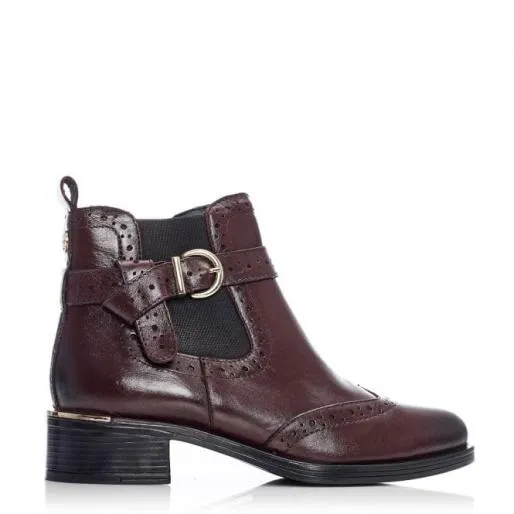 Mikara Burgundy Leather Women Moda In Pelle Ankle Boots