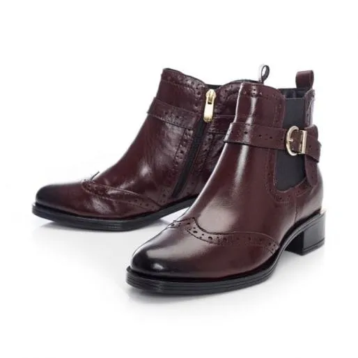 Mikara Burgundy Leather Women Moda In Pelle Ankle Boots Mikara Burgundy Leather Women Moda In Pelle Ankle Boots