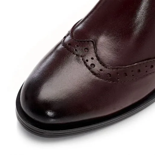 Mikara Burgundy Leather Women Moda In Pelle Ankle Boots Mikara Burgundy Leather Women Moda In Pelle Ankle Boots