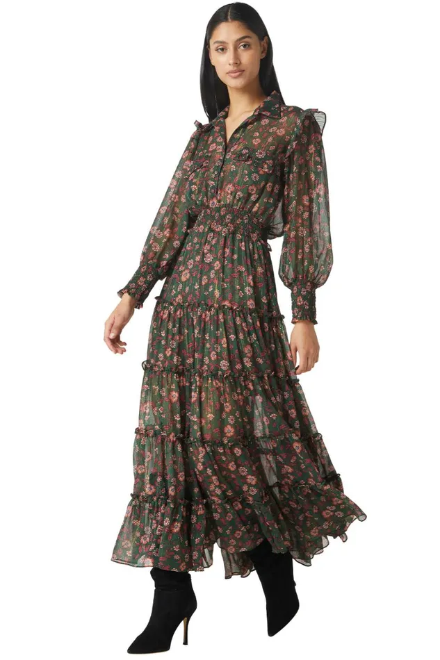 MISA Los Angeles Dresses Women AYDENIZ DRESS Evergreen Blooms