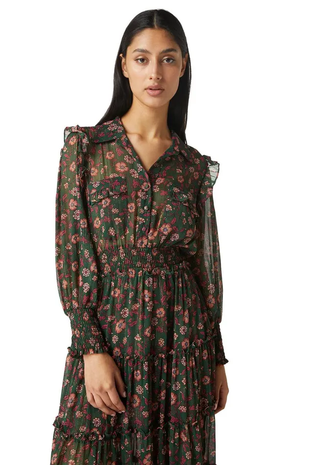 MISA Los Angeles Dresses Women AYDENIZ DRESS Evergreen Blooms