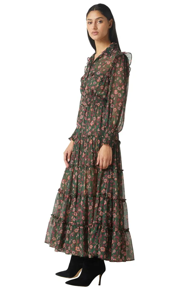 MISA Los Angeles Dresses Women AYDENIZ DRESS Evergreen Blooms